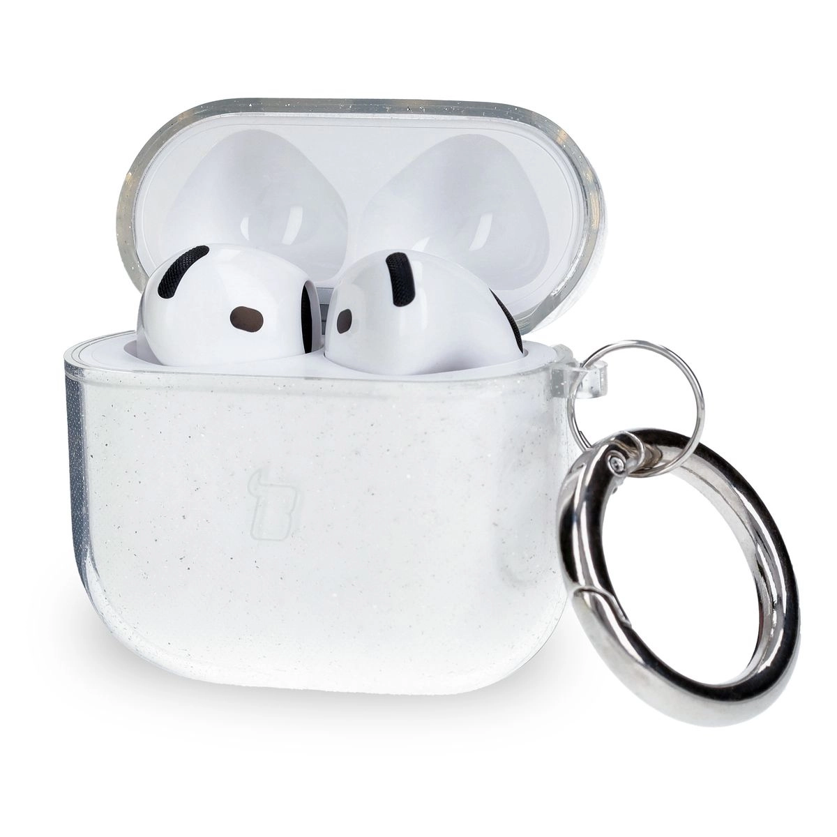Etui na słuchawki Bizon Case Headphone Clear do AirPods 4 Przeźroczysto-brokatowy