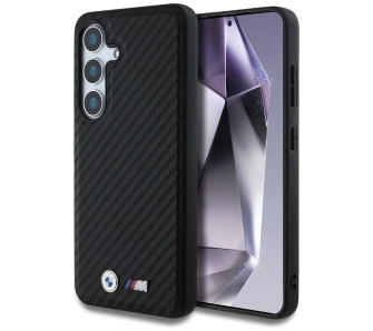 Etui BMW Leather Carbon MagSafe do Galaxy S25 Czarny