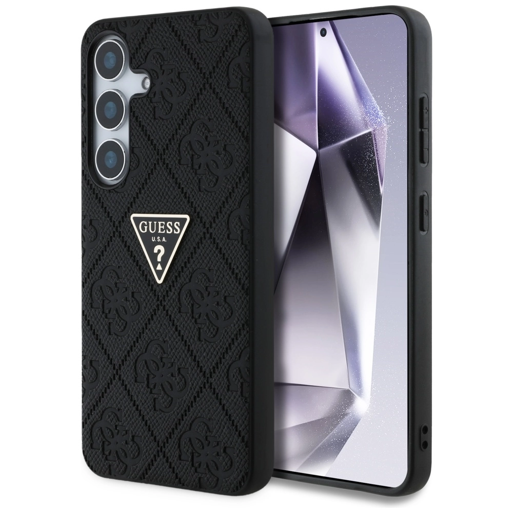 Etui Guess Hot Stamp 4G Pattern Triangle Metal Logo do Galaxy S25 Czarny