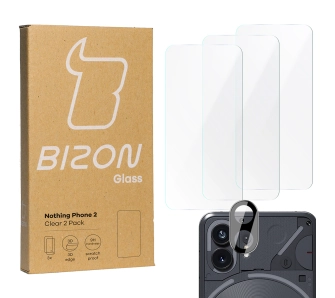 Zestaw ochronny Bizon 3x szkło + szybka na aparat Clear 2 Pack do Nothing Phone 2