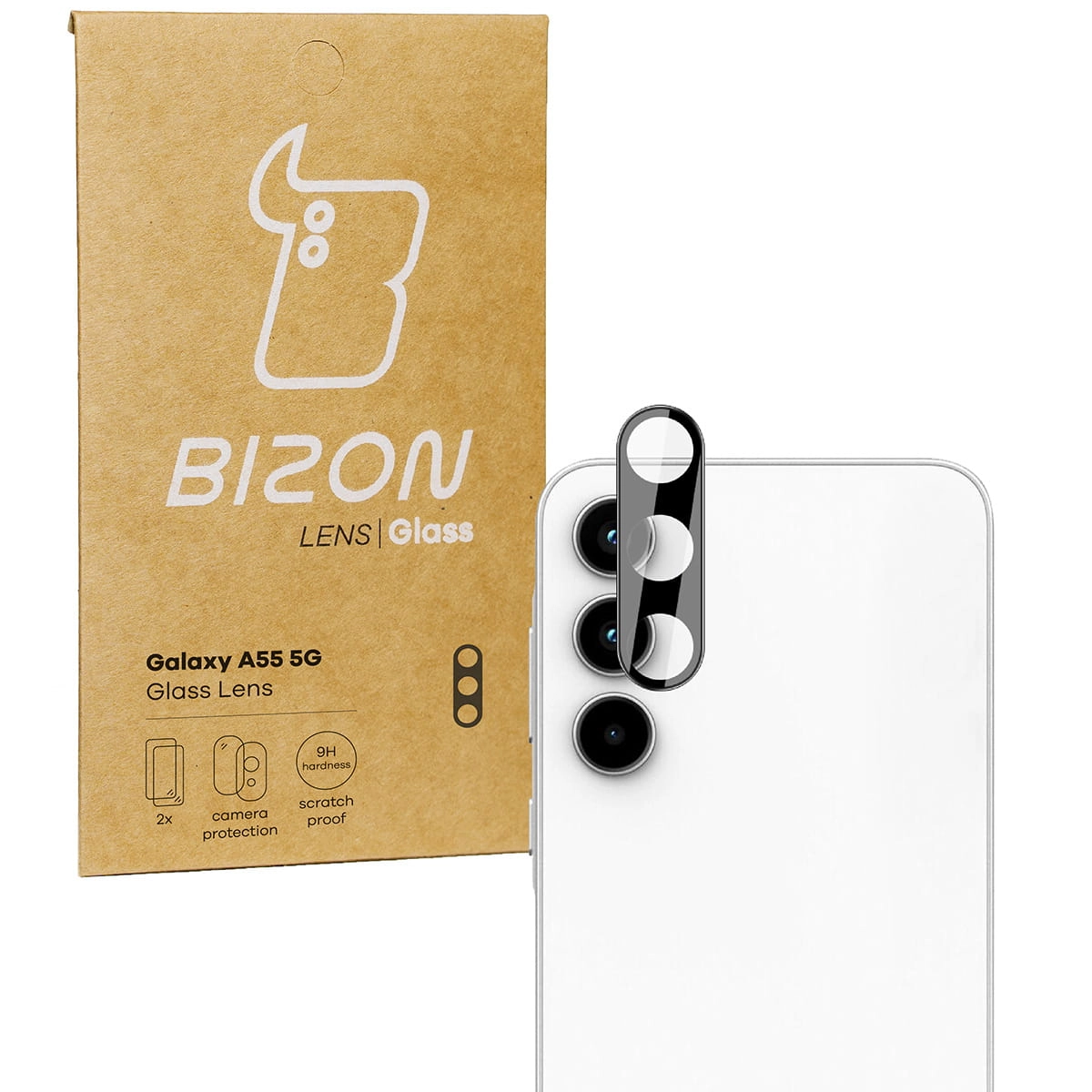 Szkło ochronne Bizon na aparat Lens do Galaxy A55 5G 2 sztuki