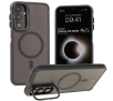 Etui Bizon Eclipse z MagSafe i podstawką do Galaxy A16 4G/5G Przydymione z czarną ramką