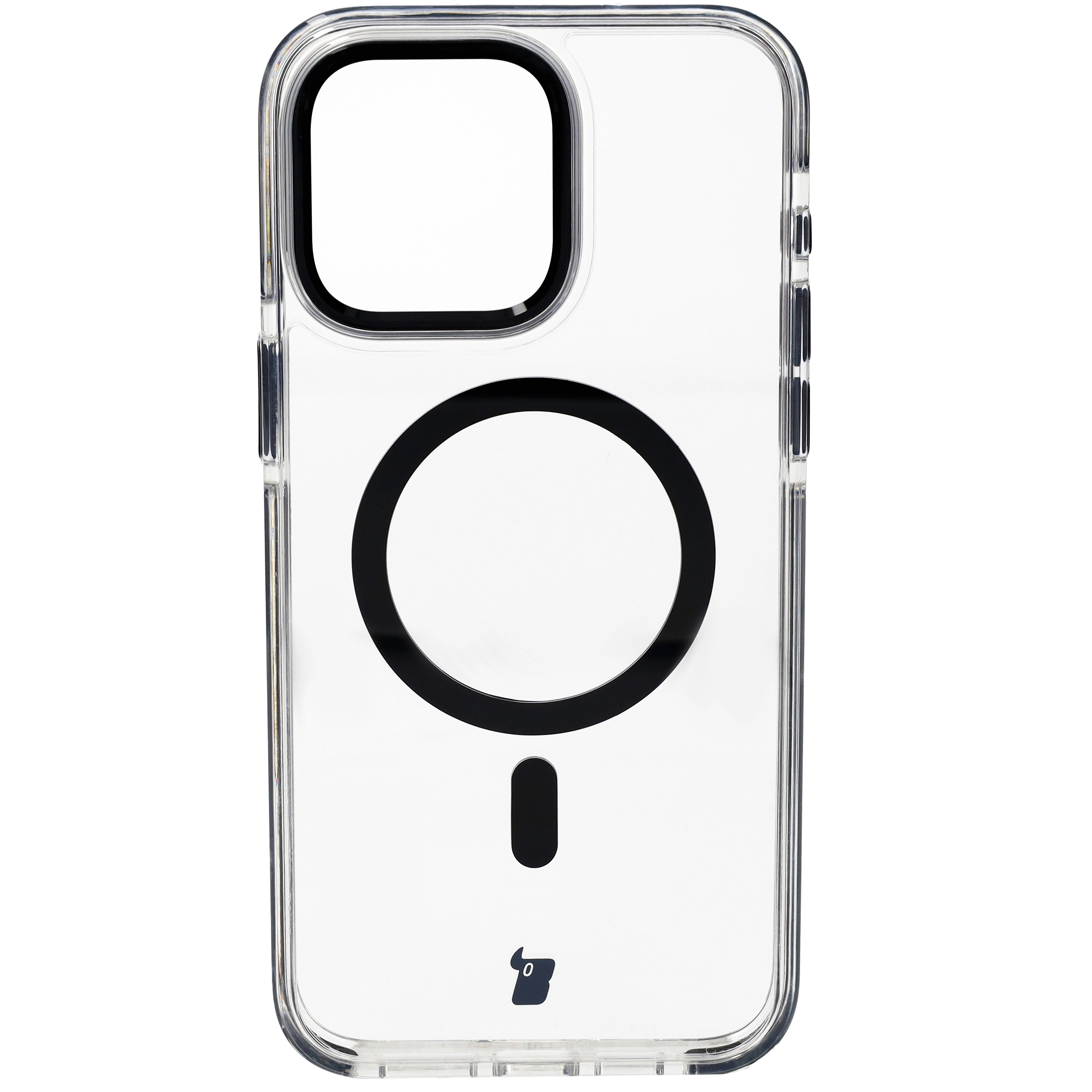 Etui Bizon Marco z MagSafe do iPhone 15 Pro Max Przezroczyste z czarną ramką