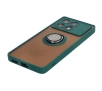 Etui Bizon z uchwytem na palec Hybrid Ring do Xiaomi Poco X6 Pro Przydymione z ciemnozieloną ramką