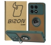 Etui Bizon z uchwytem na palec Hybrid Ring do Xiaomi Poco X6 Pro Przydymione z ciemnozieloną ramką