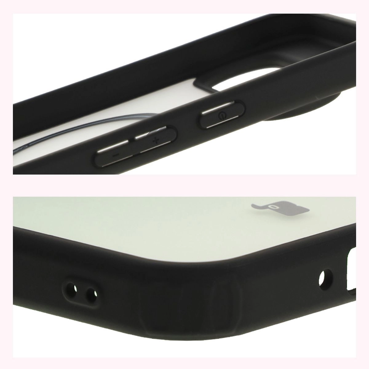 Etui Bizon MatteO z MagSafe do Google Pixel 9 Pro XL Półprzezroczyste z czarną ramką
