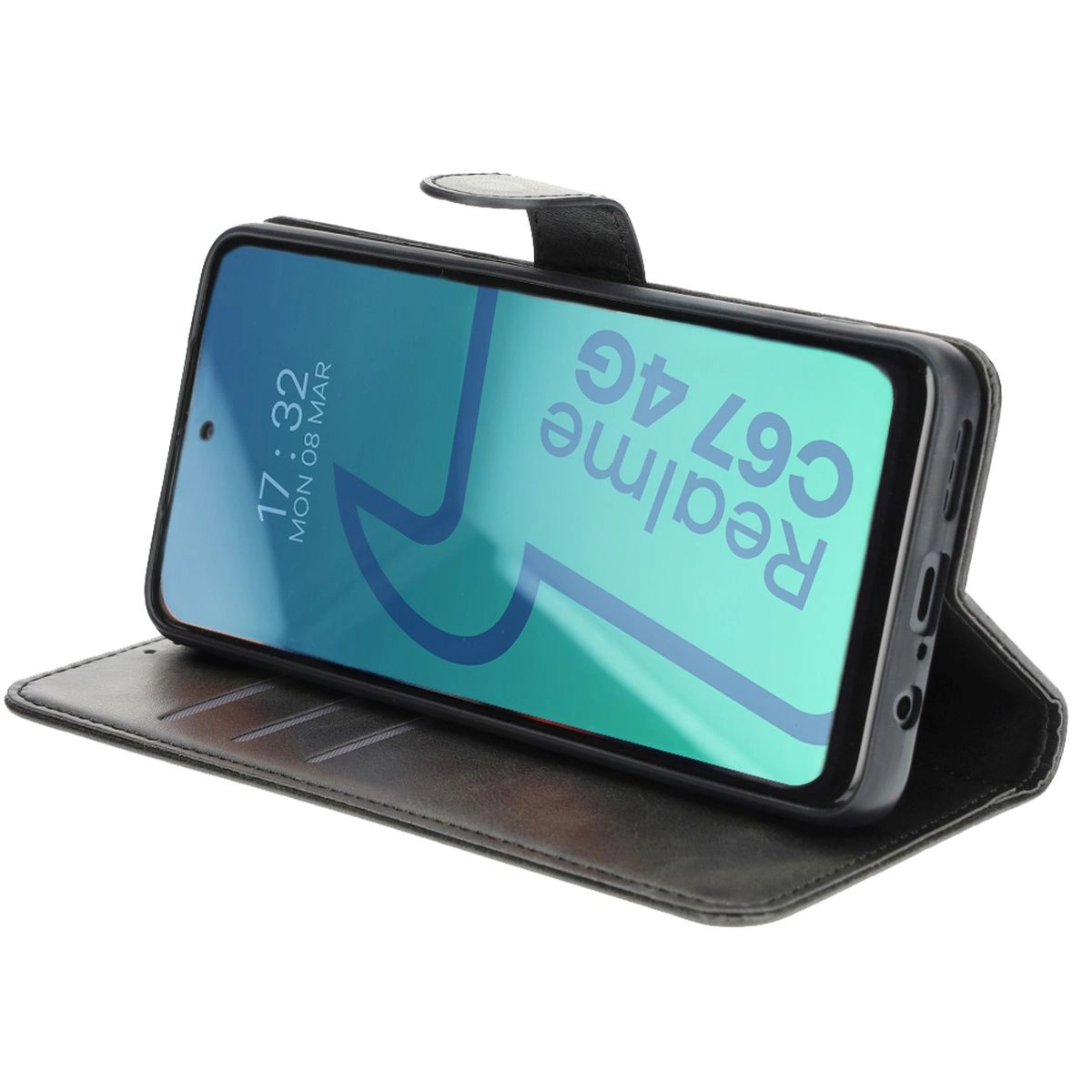 Etui Bizon z klapką Pocket do Realme C67 4G Czarny