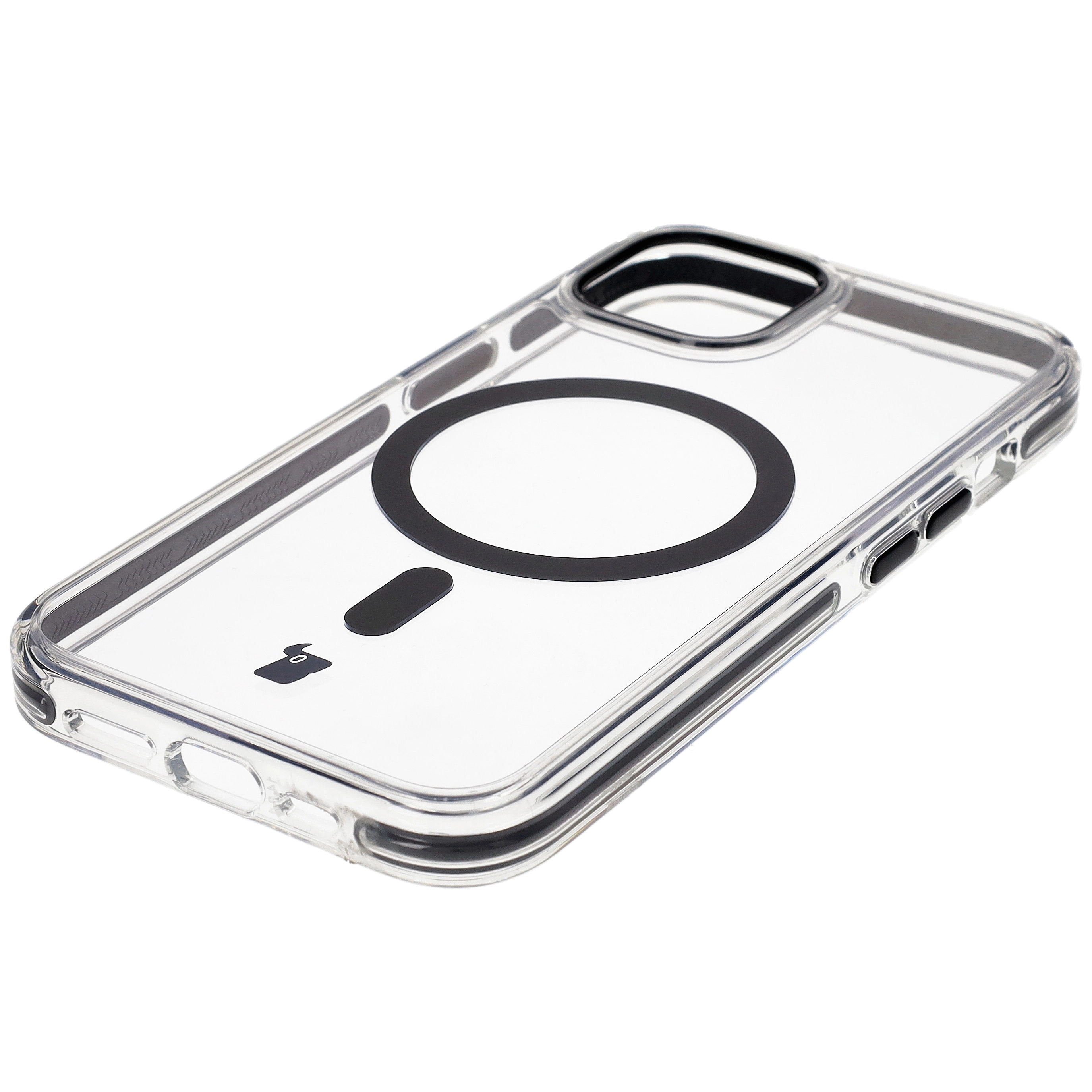 Etui Bizon Marco z MagSafe do iPhone 14/13 Przezroczyste z czarną ramką