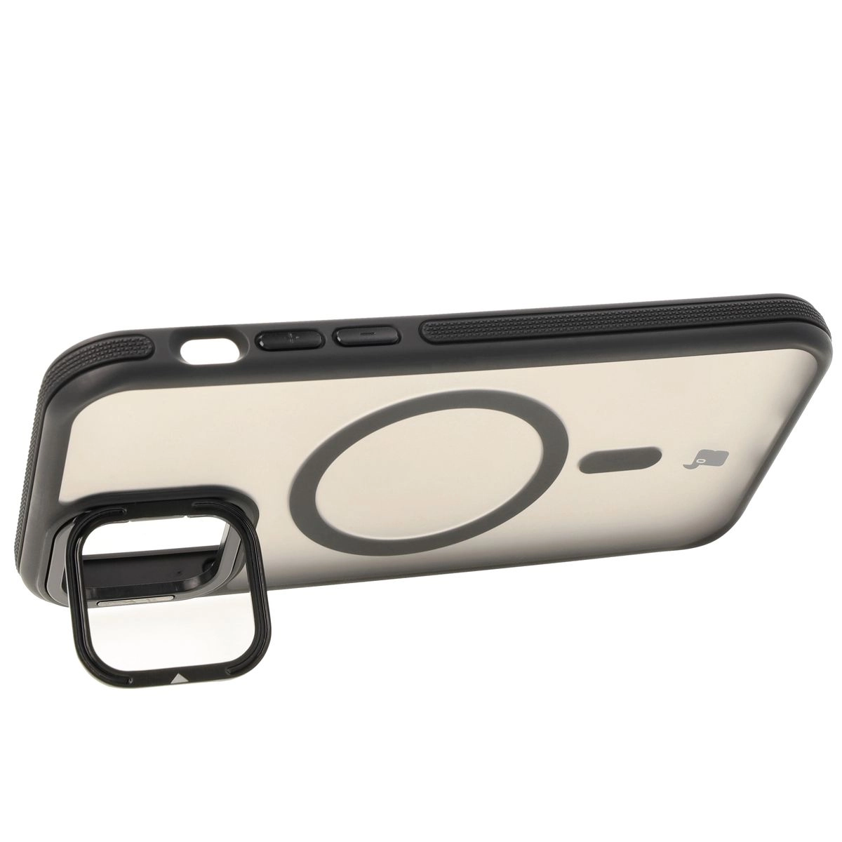 Etui Bizon Eclipse z MagSafe i podstawką do iPhone 12 / iPhone 12 Pro Przydymione z czarną ramką