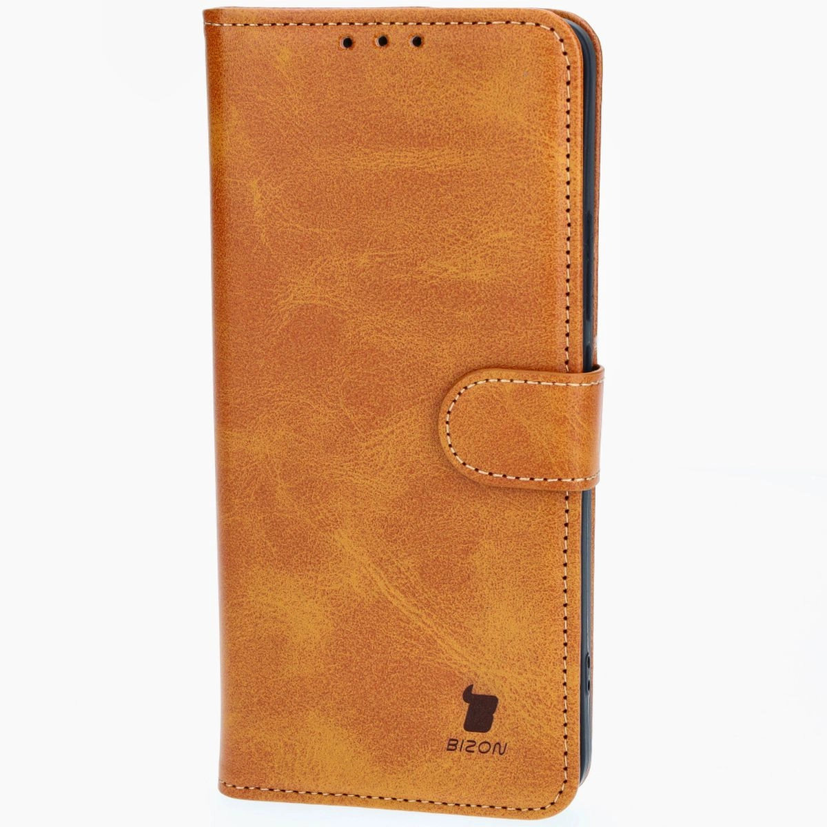 Etui Bizon z klapką Pocket do Xiaomi Redmi Note 13 Pro+ 5G Brązowy