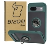 Etui Bizon z uchwytem na palec Hybrid Ring do Google Pixel 8a Przydymione z ciemnozieloną ramką