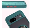 Etui Bizon z uchwytem na palec Hybrid Ring do Google Pixel 8a Przydymione z ciemnozieloną ramką