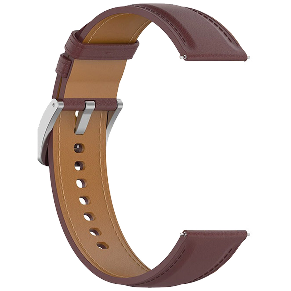 Pasek Bizon skórzany Casual 20mm do Galaxy Watch FE/7/6/6 Classic/5/5Pro/4/4 Classic Ciemnobrązowy