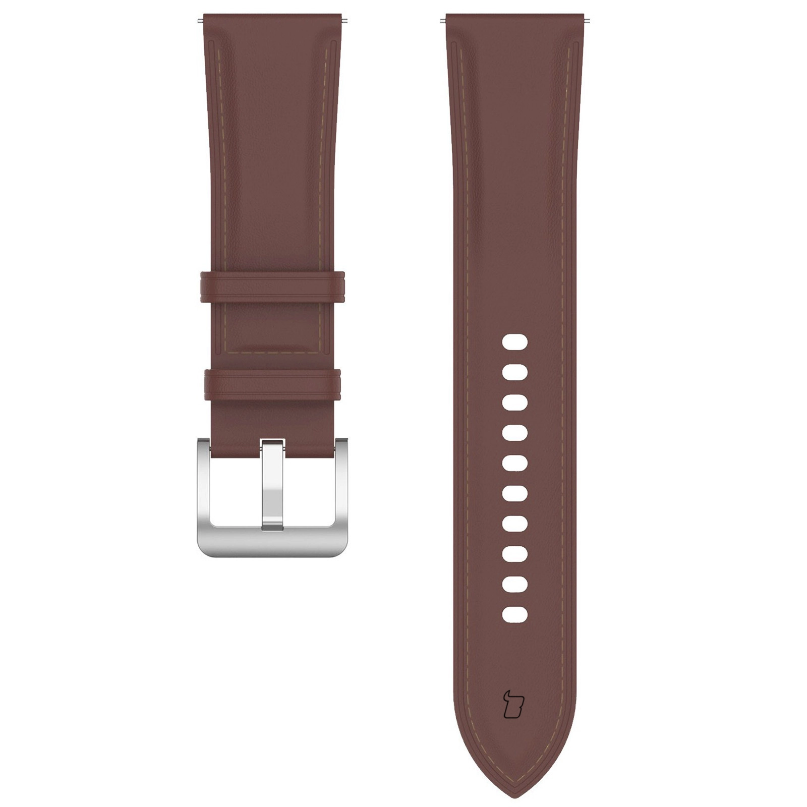 Pasek Bizon skórzany Casual 20mm do Galaxy Watch FE/7/6/6 Classic/5/5Pro/4/4 Classic Ciemnobrązowy