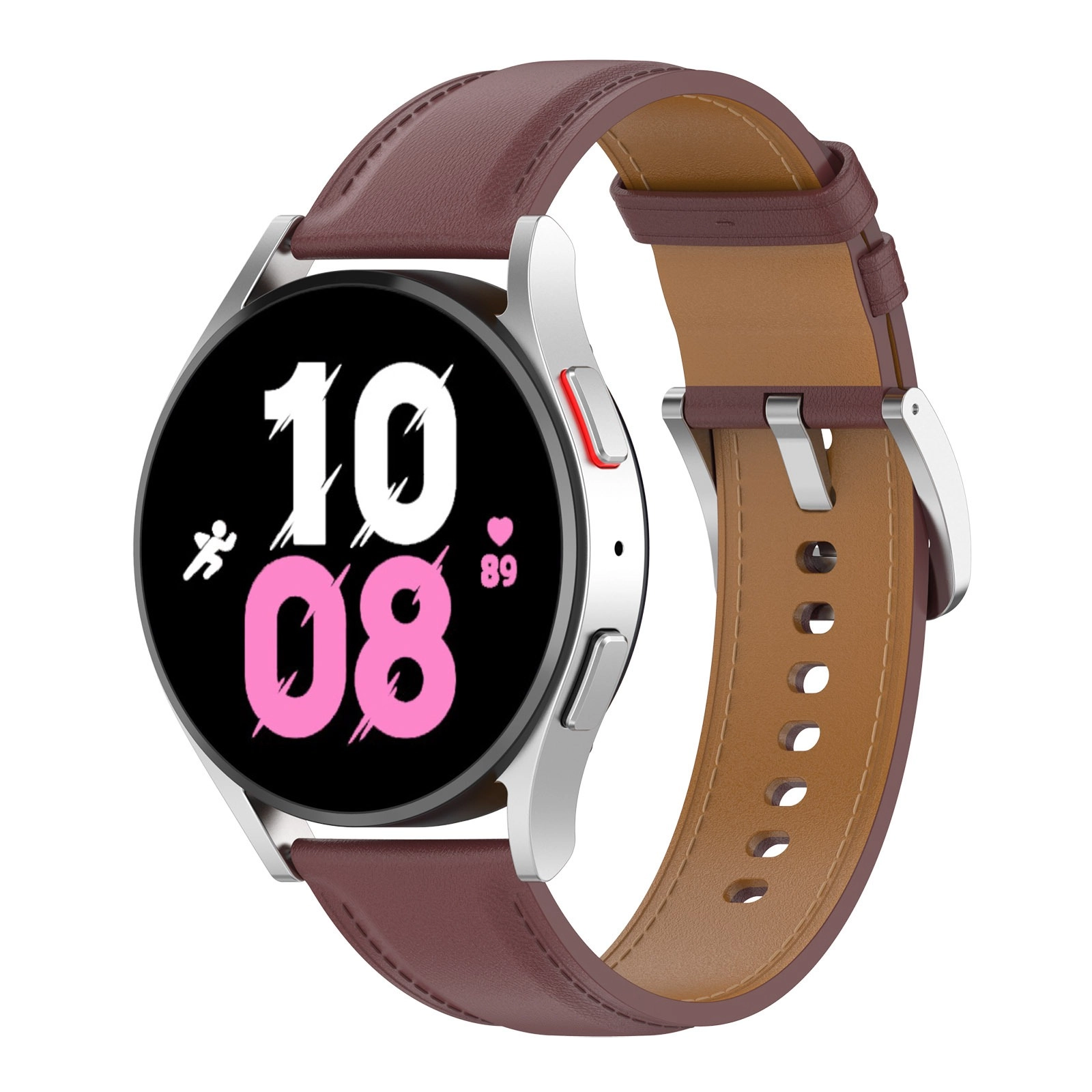 Pasek Bizon skórzany Casual 20mm do Galaxy Watch FE/7/6/6 Classic/5/5Pro/4/4 Classic Ciemnobrązowy