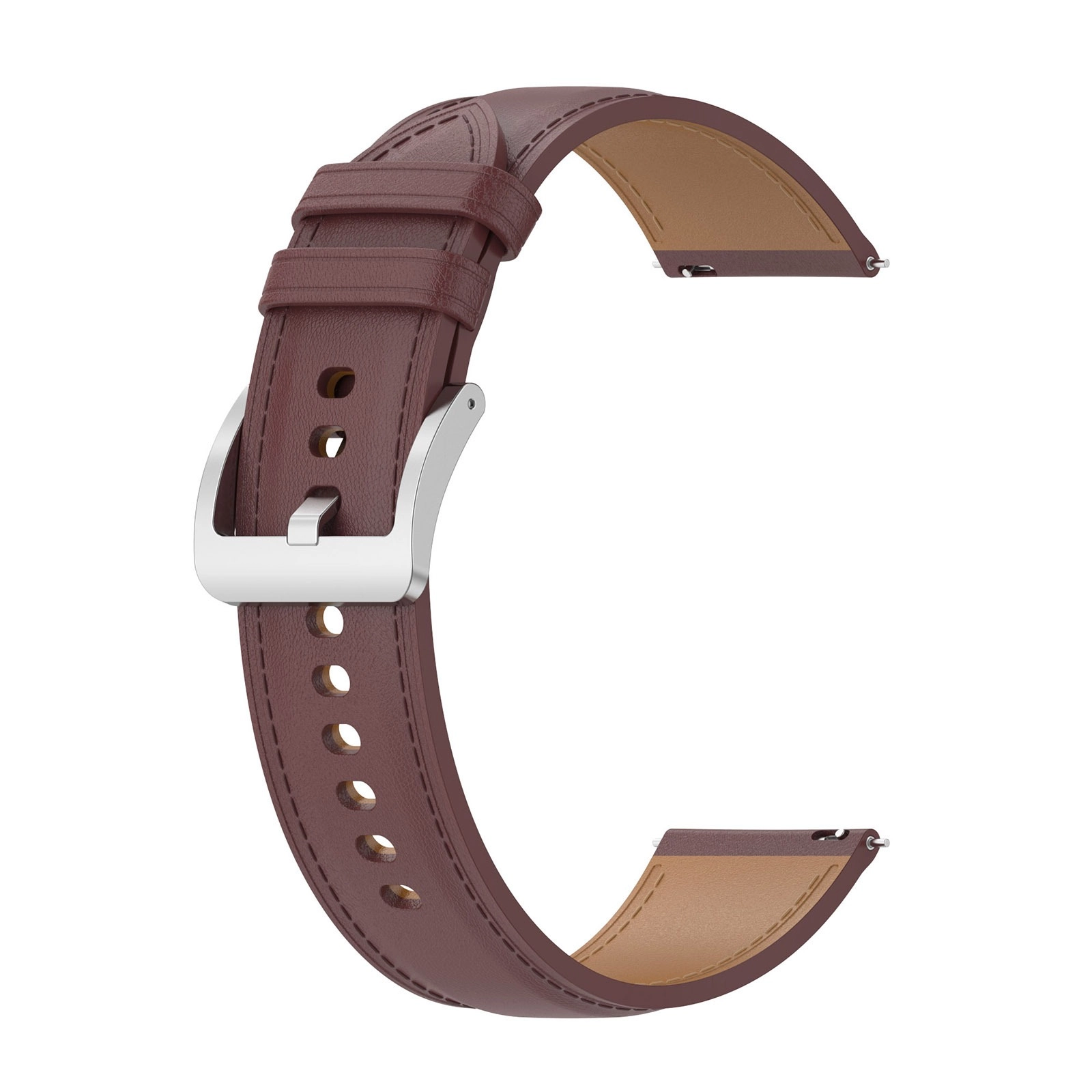 Pasek Bizon skórzany Casual 20mm do Galaxy Watch FE/7/6/6 Classic/5/5Pro/4/4 Classic Ciemnobrązowy
