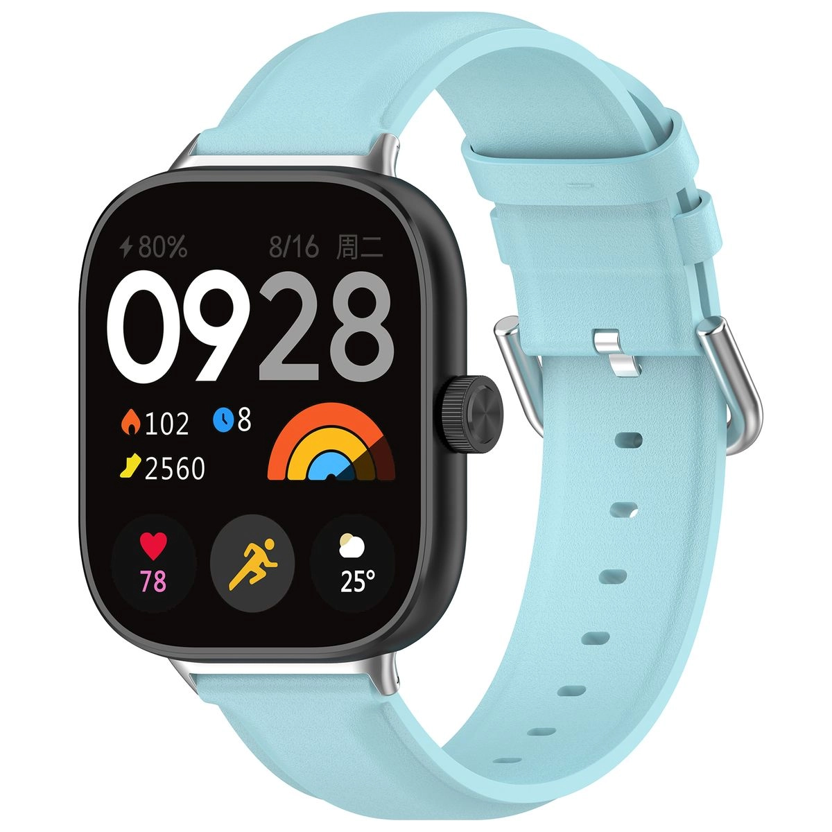 Pasek Bizon skórzany Casual do Xiaomi Smart Band 9 Pro/8 Pro / Redmi Watch 5/4 Błękitny