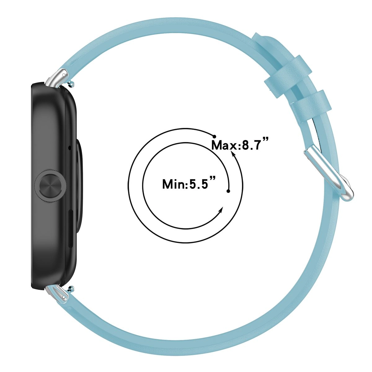 Pasek Bizon skórzany Casual do Xiaomi Smart Band 9 Pro/8 Pro / Redmi Watch 5/4 Błękitny