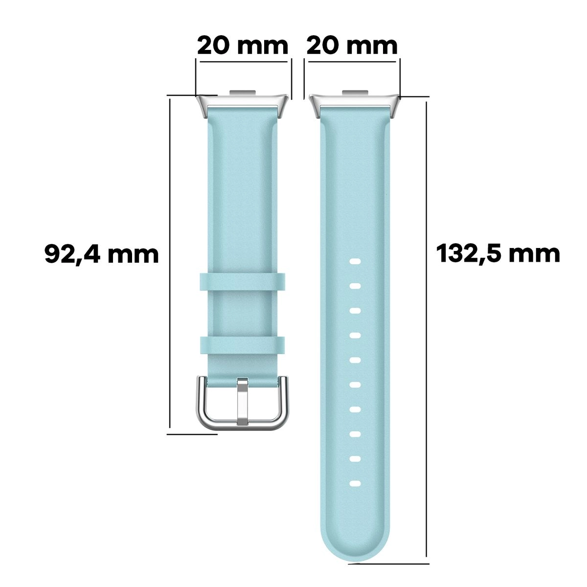 Pasek Bizon skórzany Casual do Xiaomi Smart Band 9 Pro/8 Pro / Redmi Watch 5/4 Błękitny