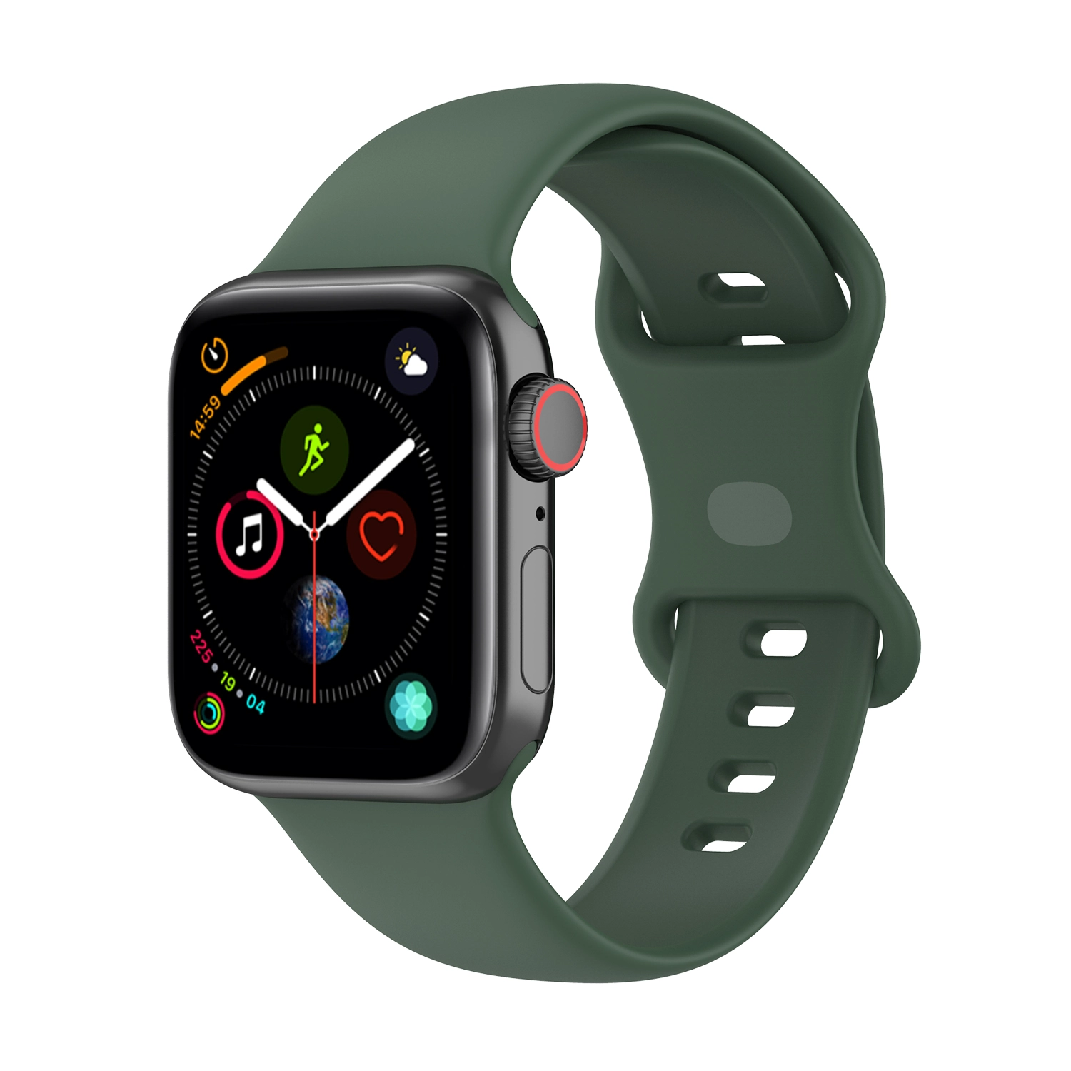 Pasek Bizon Strap Watch Silicone S do Apple Watch 44/45/46/49mm Ciemno-zielony