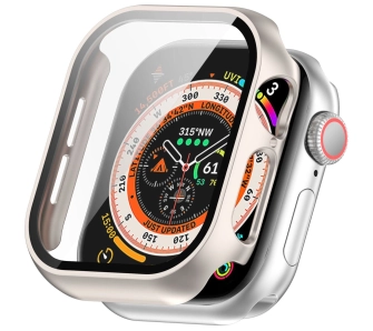 Nakładka na tarczę Bizon ze szkłem do Apple Watch 10 46mm Szampańskie