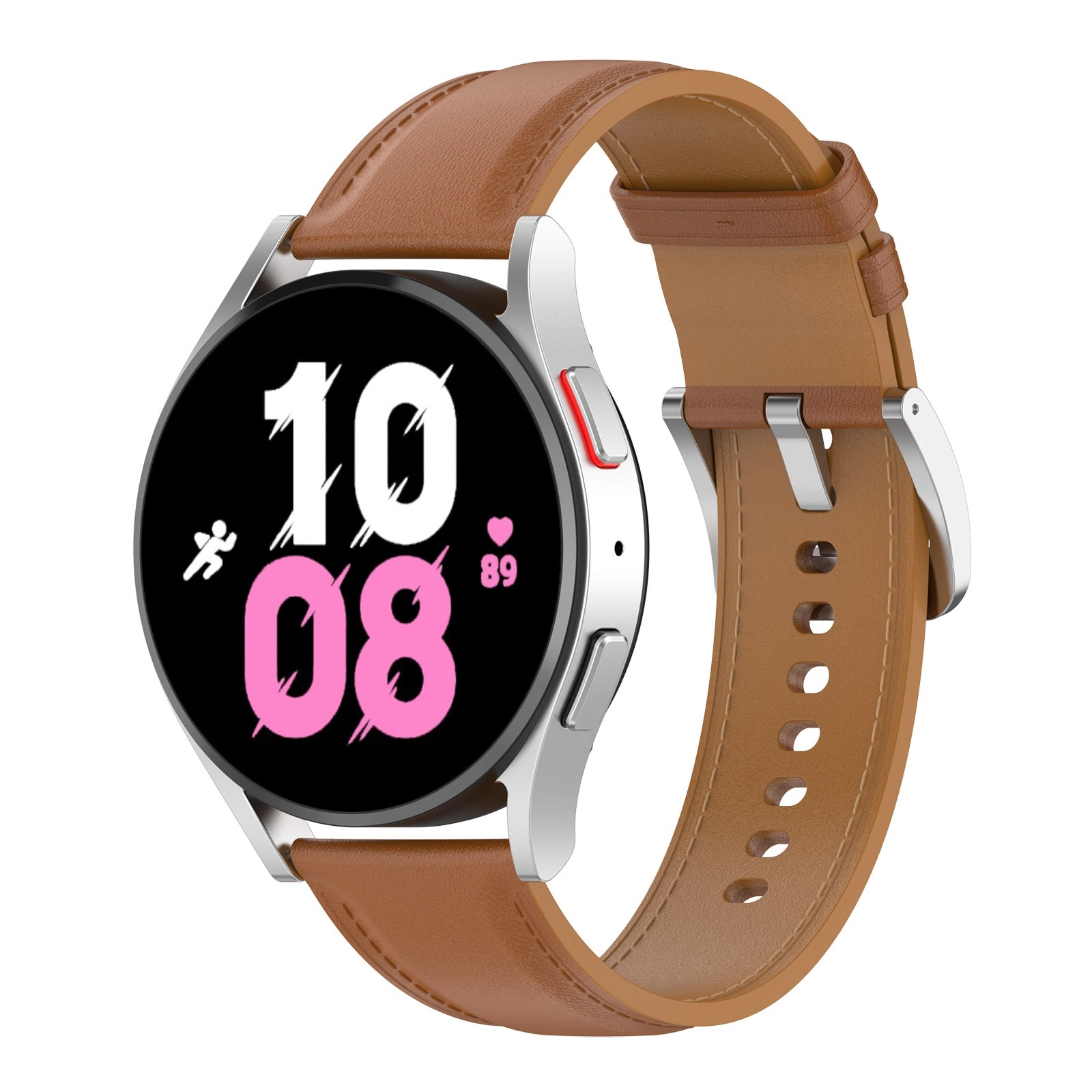 Pasek Bizon skórzany Casual 20mm do Galaxy Watch FE/7/6/6 Classic/5/5Pro/4/4 Classic Jasnobrązowy