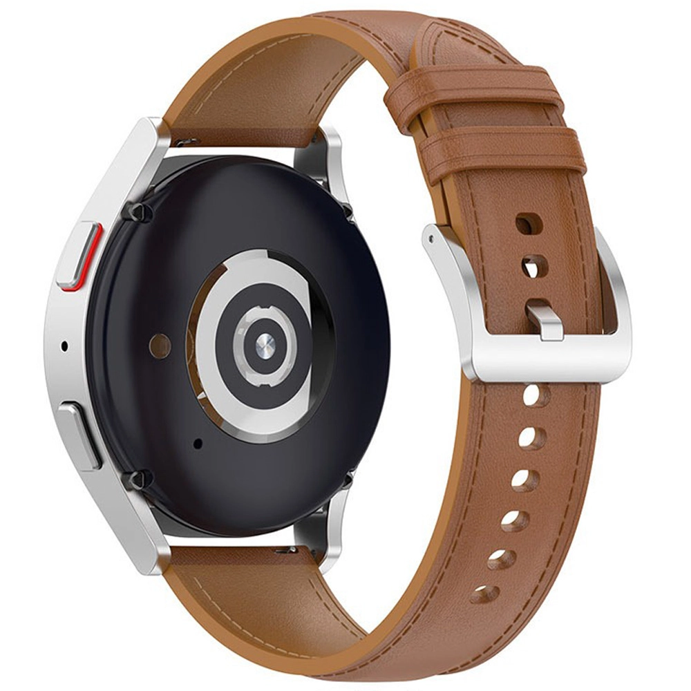 Pasek Bizon skórzany Casual 20mm do Galaxy Watch FE/7/6/6 Classic/5/5Pro/4/4 Classic Jasnobrązowy