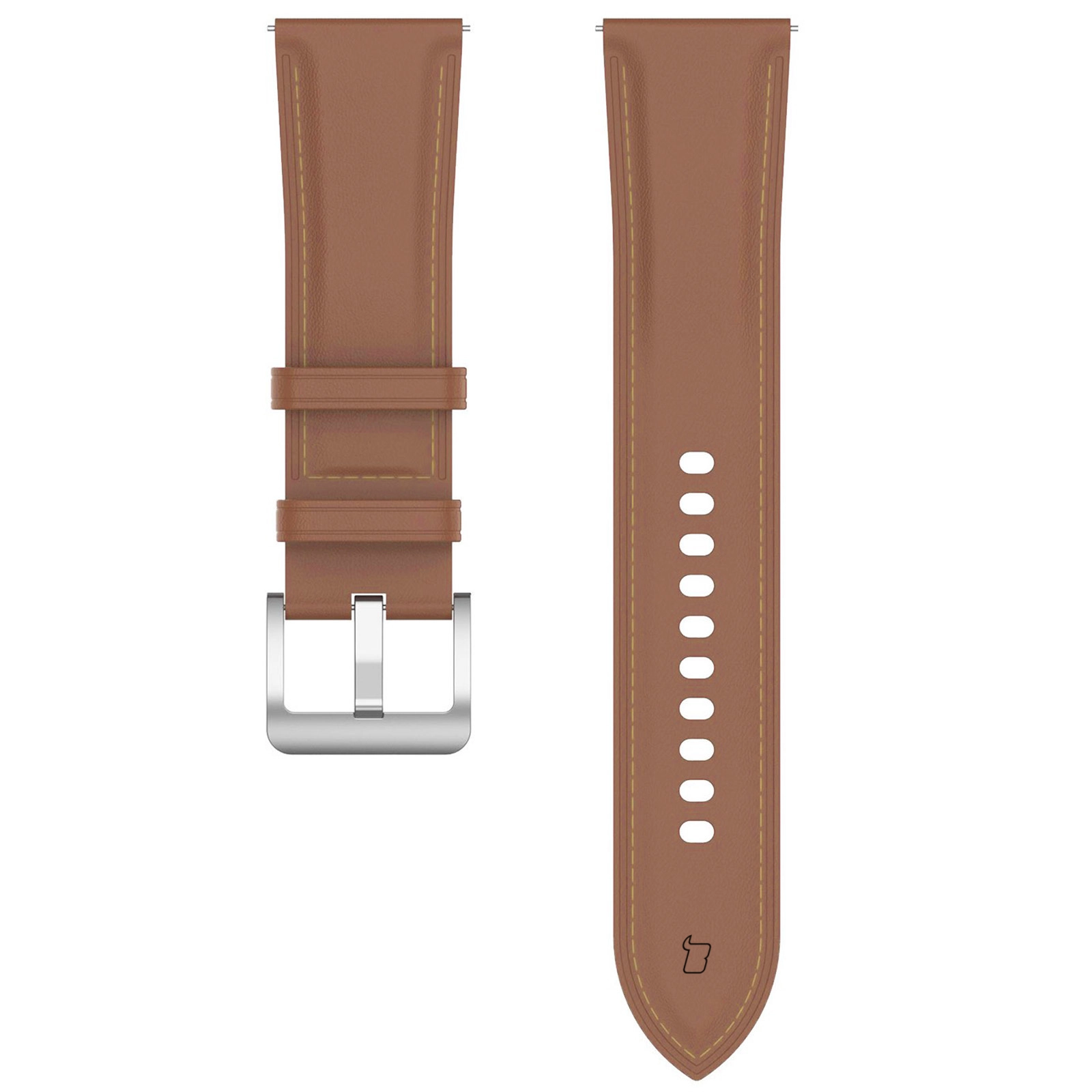 Pasek Bizon skórzany Casual 20mm do Galaxy Watch FE/7/6/6 Classic/5/5Pro/4/4 Classic Jasnobrązowy