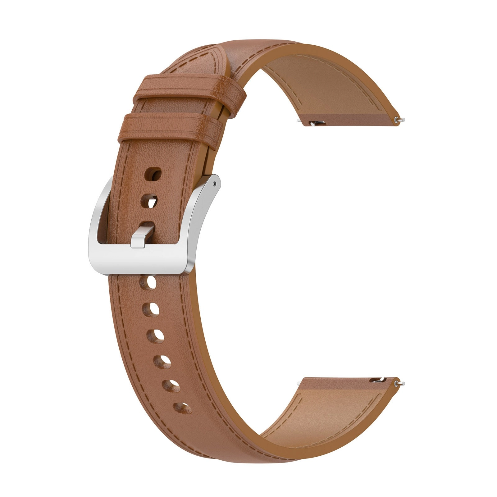 Pasek Bizon skórzany Casual 20mm do Galaxy Watch FE/7/6/6 Classic/5/5Pro/4/4 Classic Jasnobrązowy