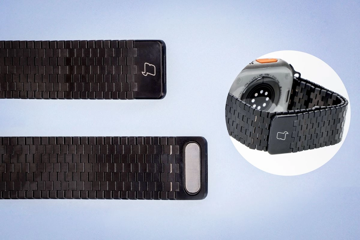 Bransoleta Bizon ze stali nierdzewnej Titanium do Apple Watch 38/40/41/42mm Czarny