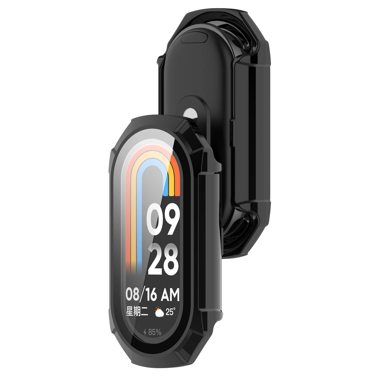 Nakładka na tarczę Bizon ze szkłem do Xiaomi Smart Band 9 Czarny
