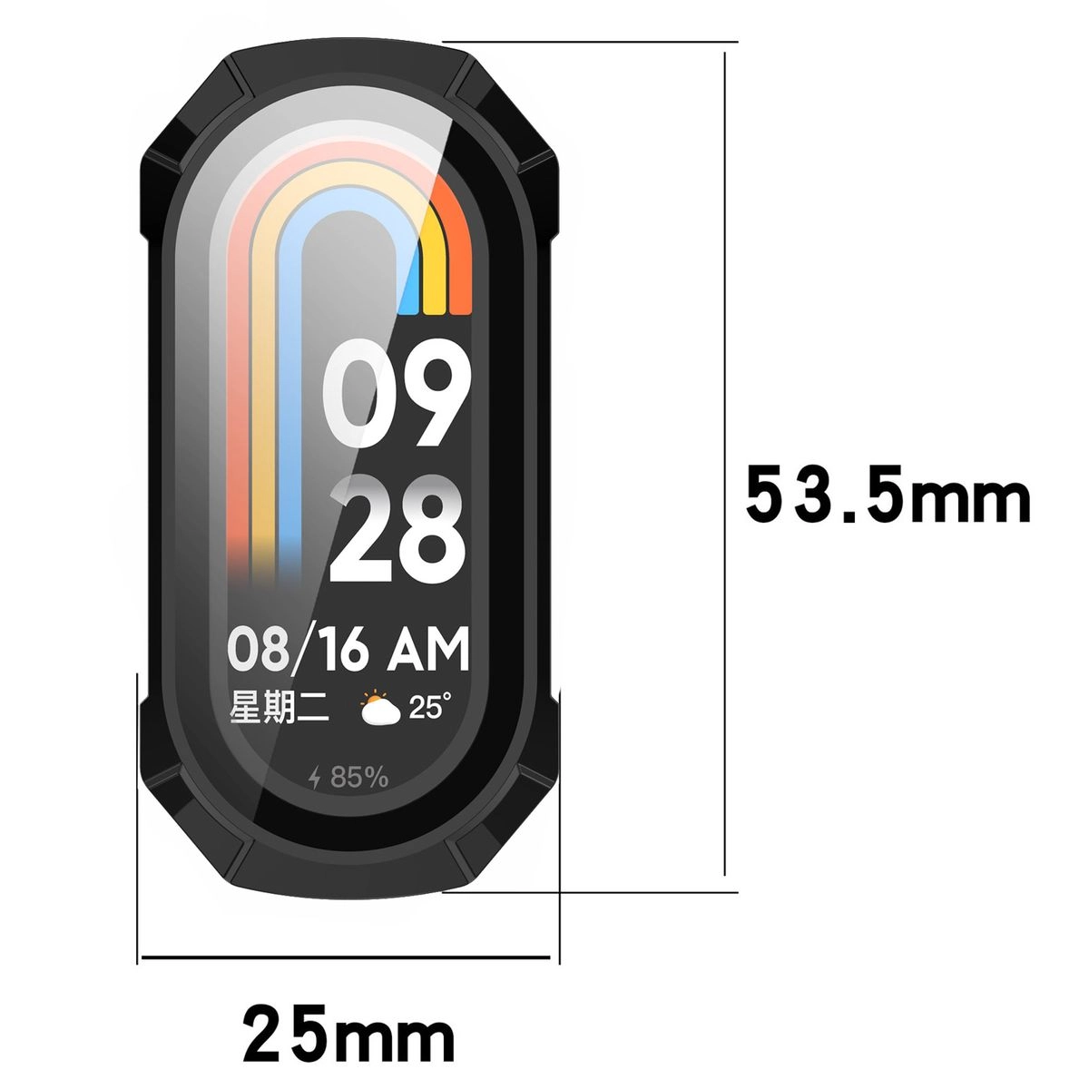 Nakładka na tarczę Bizon ze szkłem do Xiaomi Smart Band 9 Czarny