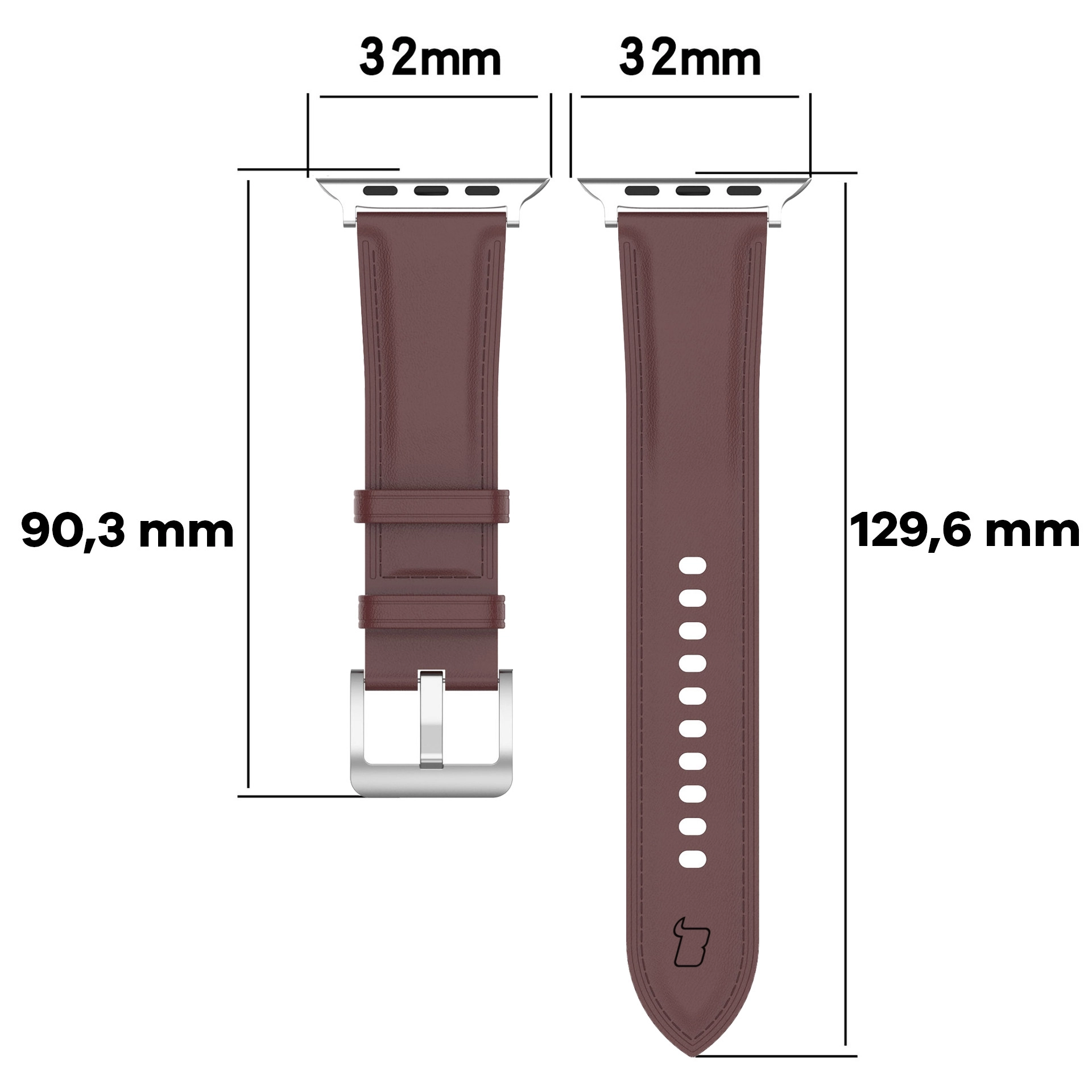 Pasek Bizon skórzany Casual do Apple Watch 38/40/41mm/S10 42mm Ciemnobrązowy