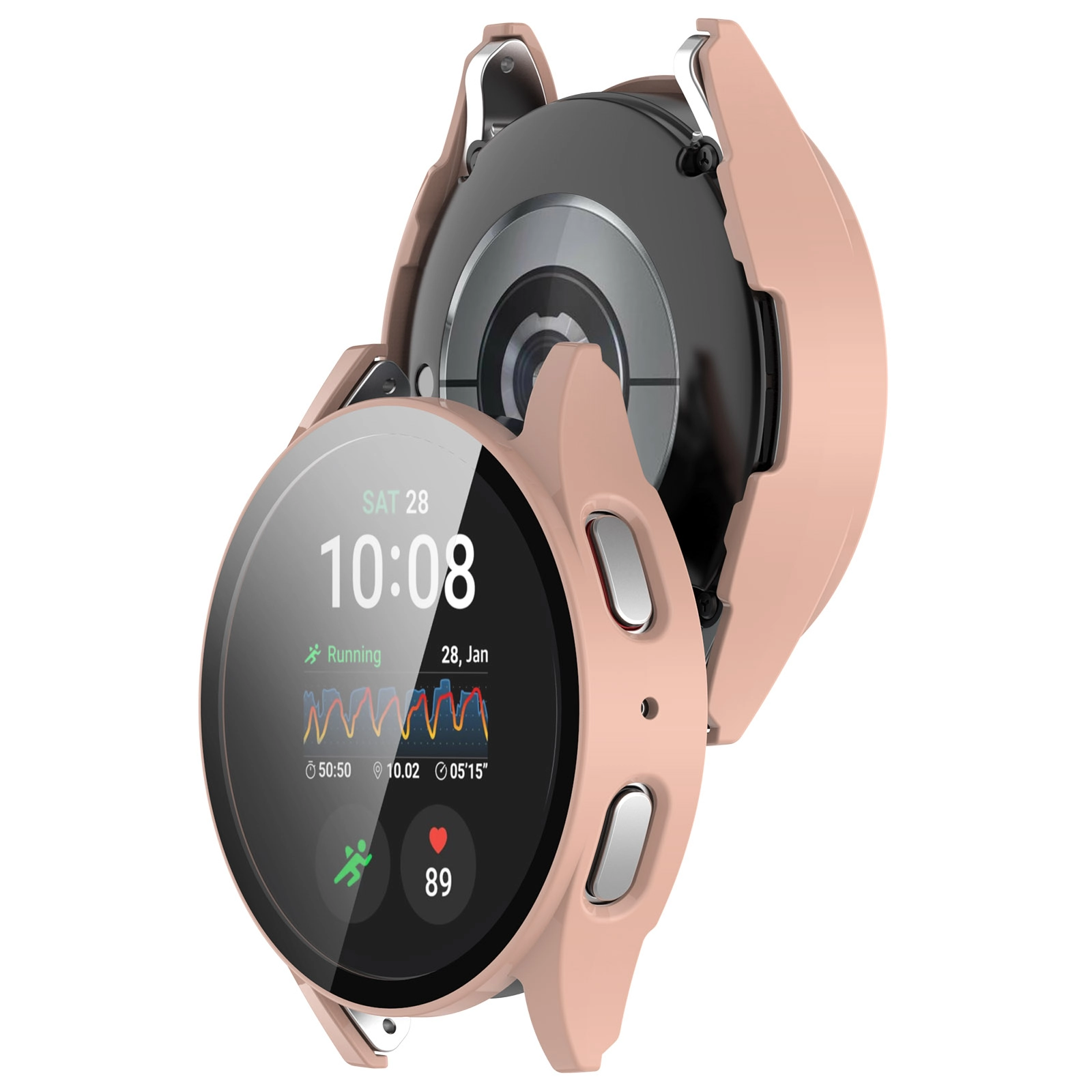 Nakładka na tarczę Bizon ze szkłem do Galaxy Watch 7 40mm Różowy