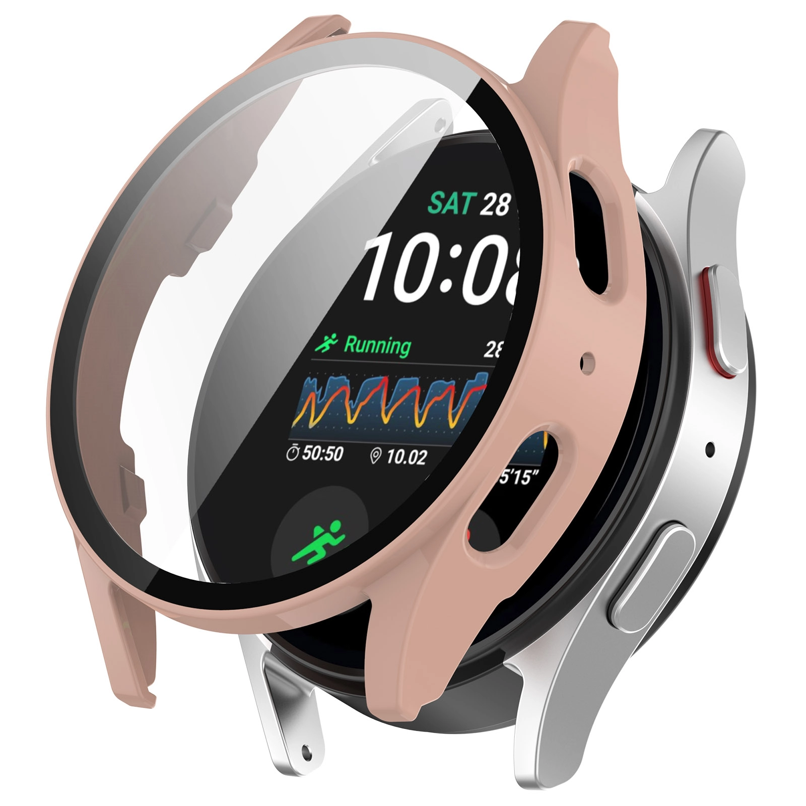 Nakładka na tarczę Bizon ze szkłem do Galaxy Watch 7 40mm Różowy