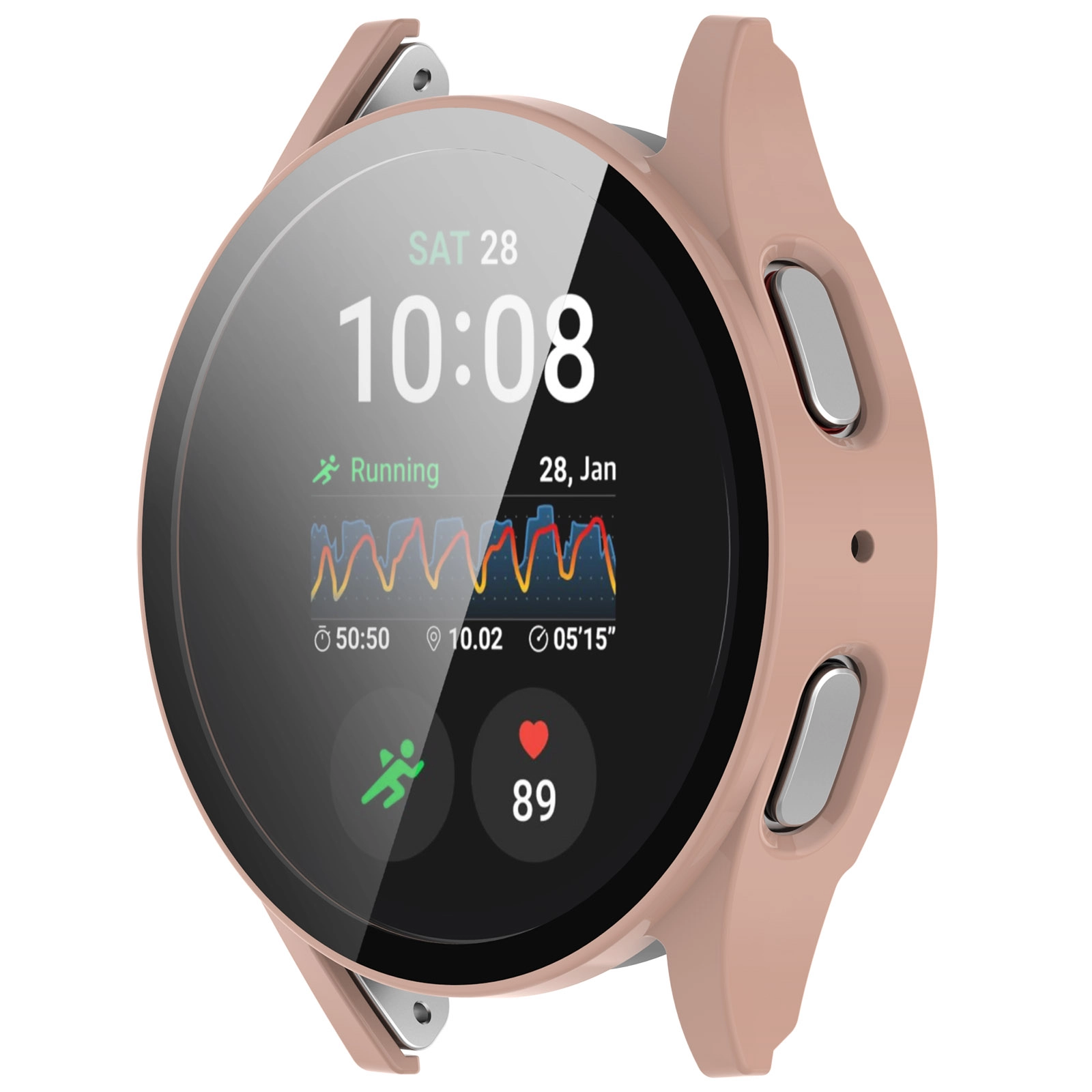 Nakładka na tarczę Bizon ze szkłem do Galaxy Watch 7 40mm Różowy