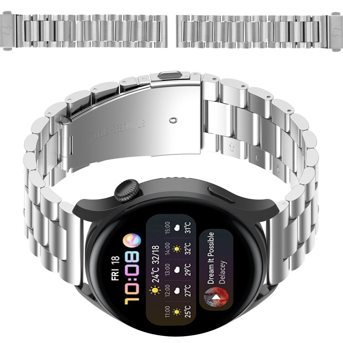 Bransoleta Bizon ze stali nierdzewnej Aura QuickRelease 18mm Srebrny