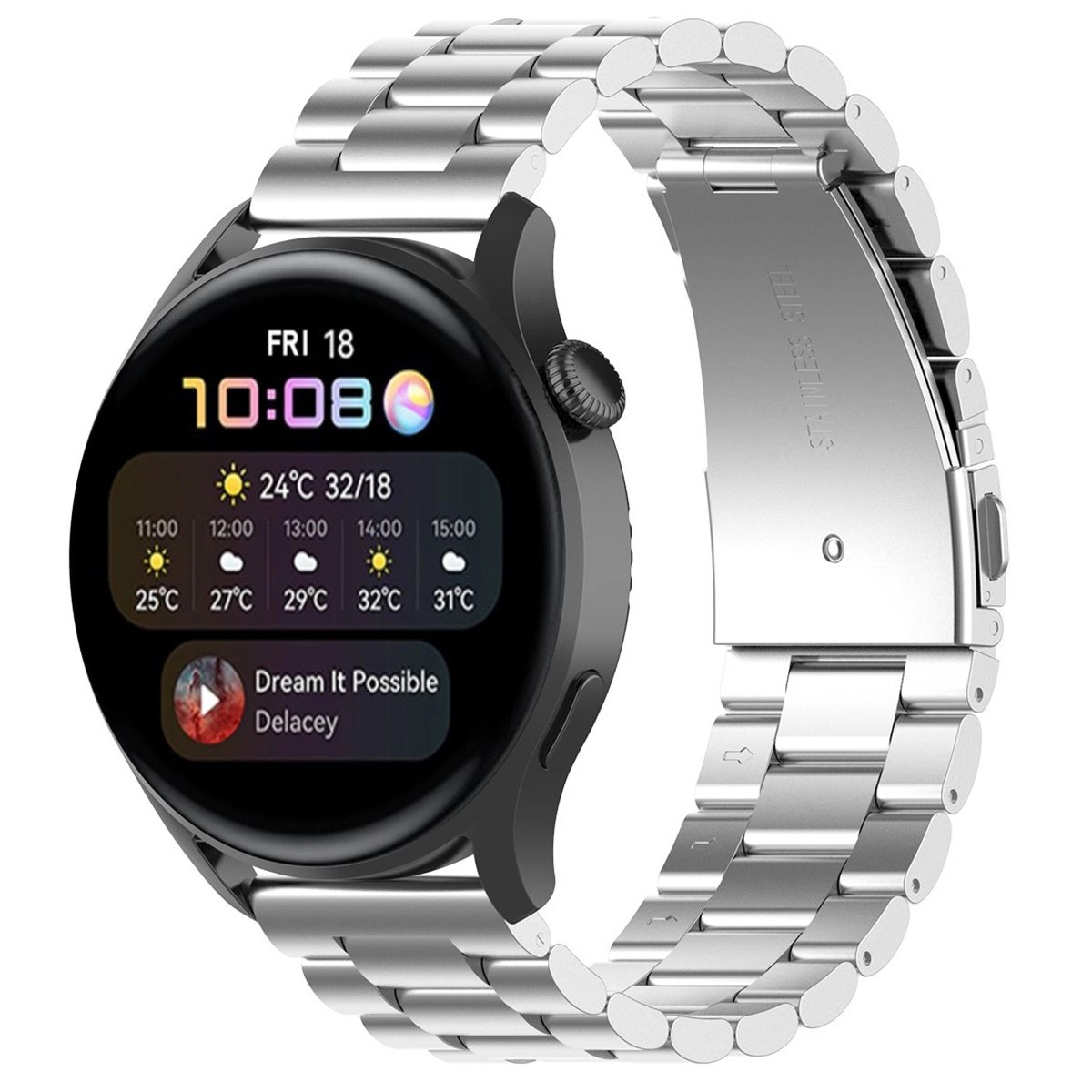 Bransoleta Bizon ze stali nierdzewnej Aura QuickRelease 18mm Srebrny