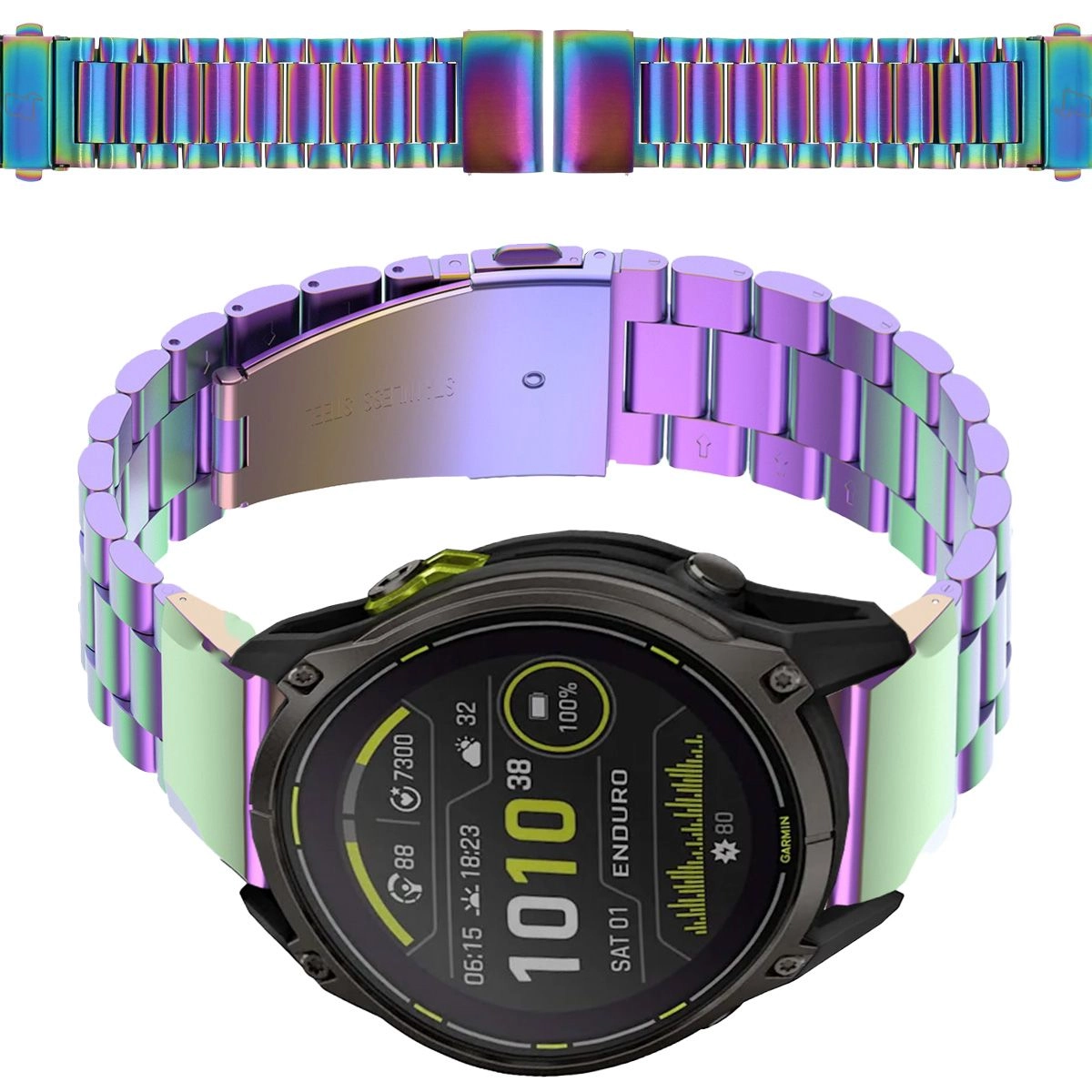 Bransoleta Bizon ze stali nierdzewnej Aura QuickFit 26mm Tęczowy