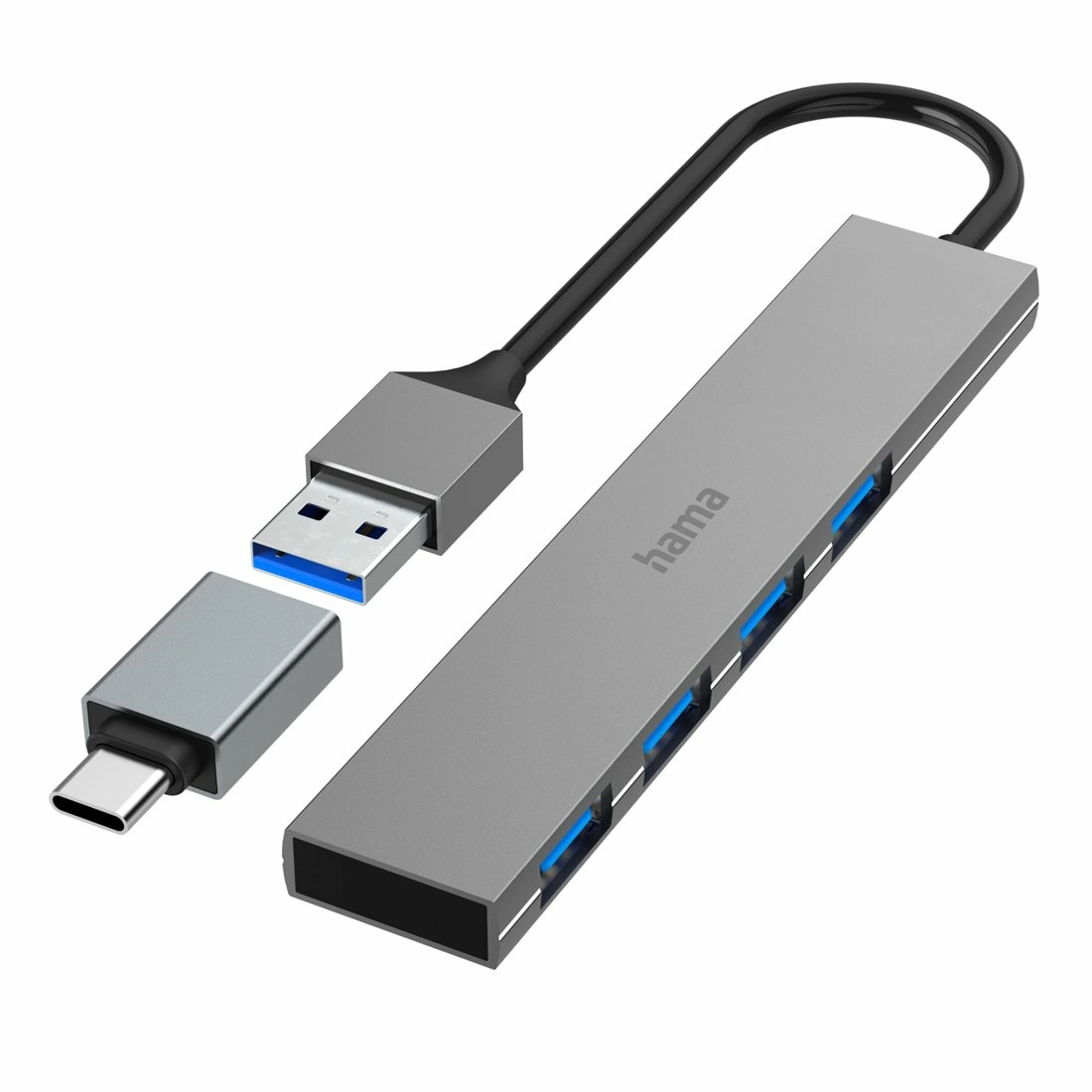 Hub USB Hama Premium USB 3.2 Adapter USB-C USB A Szary
