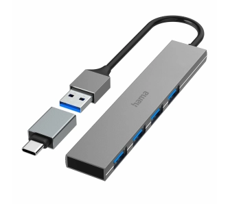 Hub USB Hama Premium USB 3.2 Adapter USB-C USB A Szary