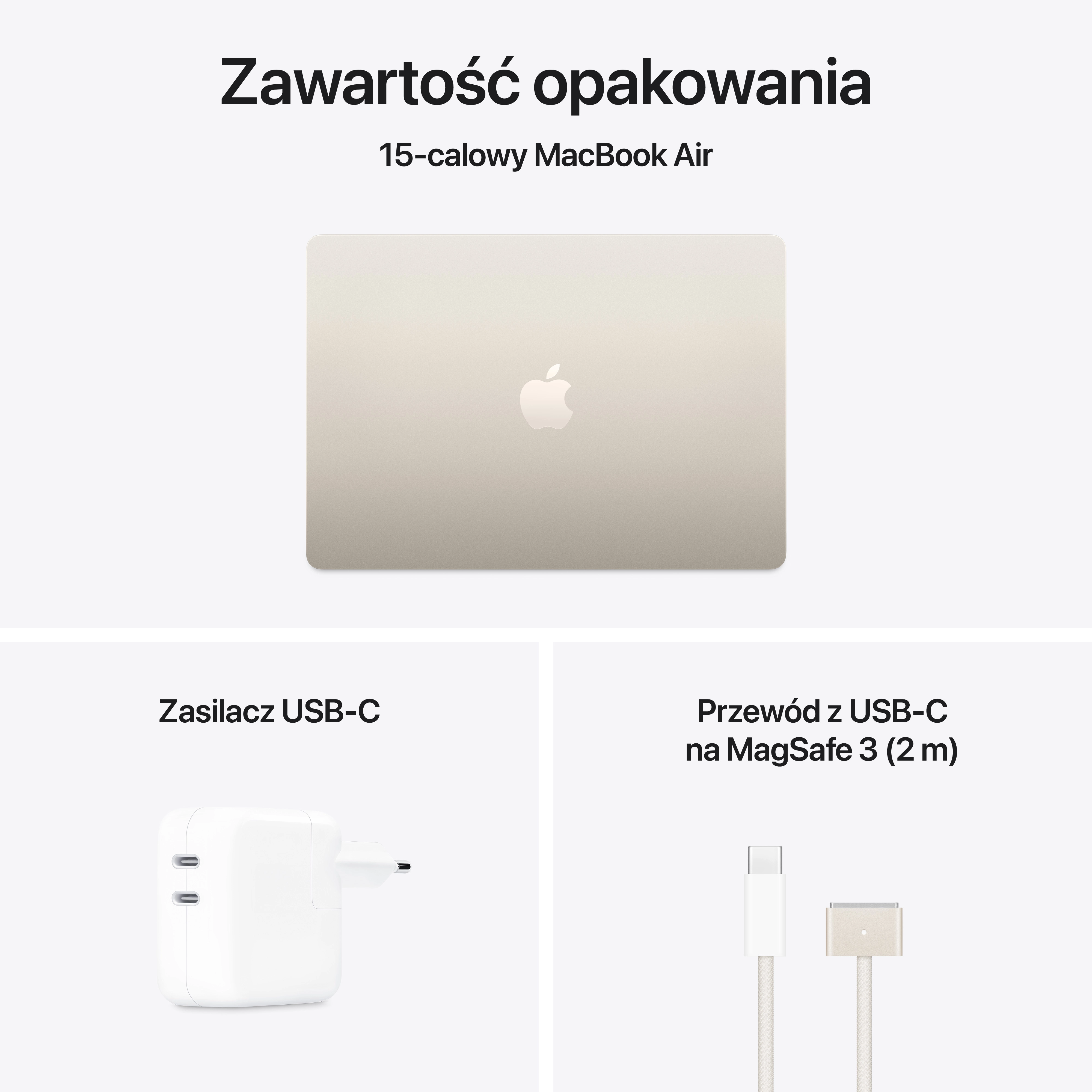 Apple MacBook Air 2025 15,3" M4 16GB RAM 256GB Dysk macOS Księżycowa poświata