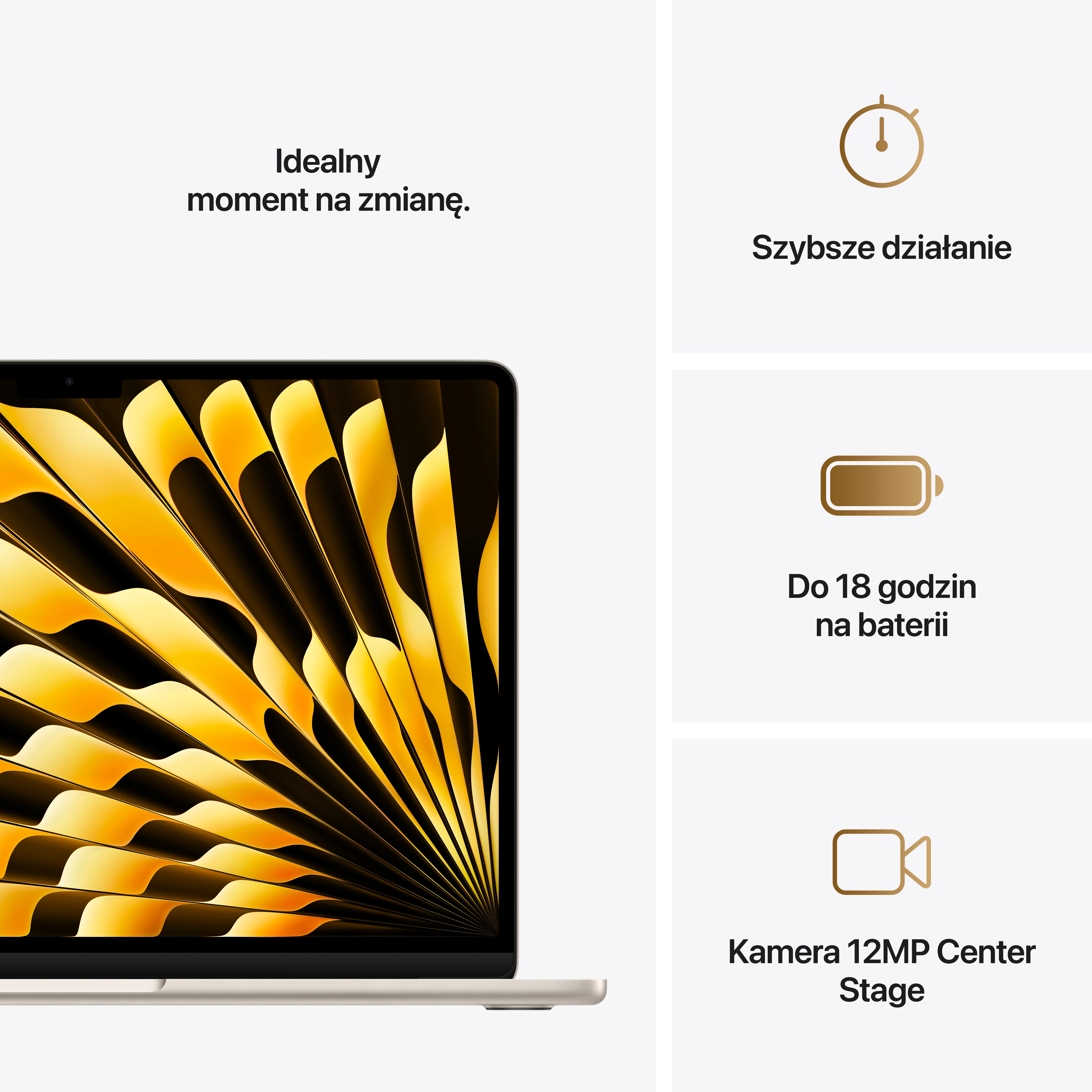 Apple MacBook Air 2025 13,6" M4 24GB RAM 512GB Dysk macOS Księżycowa poświata