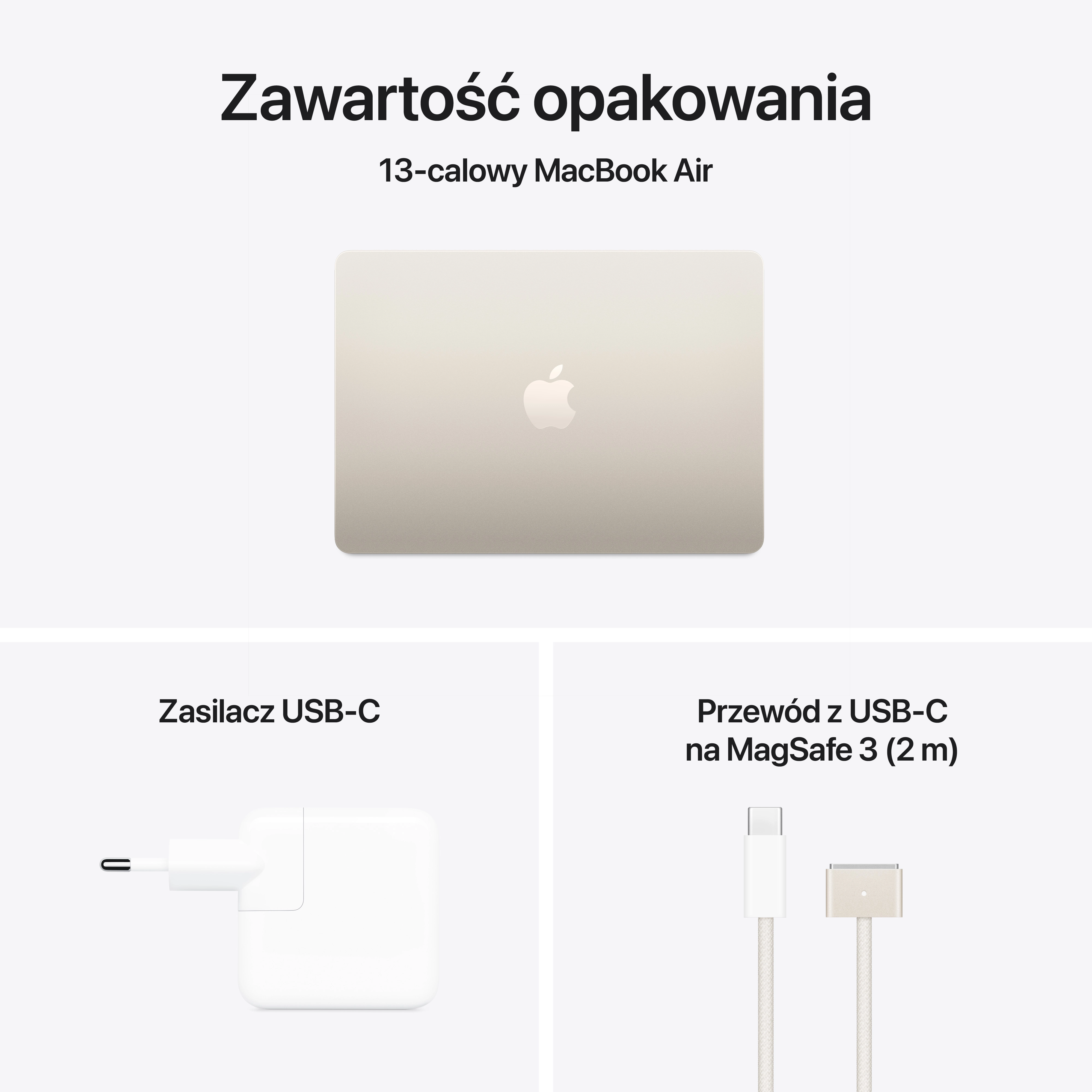 Apple MacBook Air 2025 13,6" M4 24GB RAM 512GB Dysk macOS Księżycowa poświata