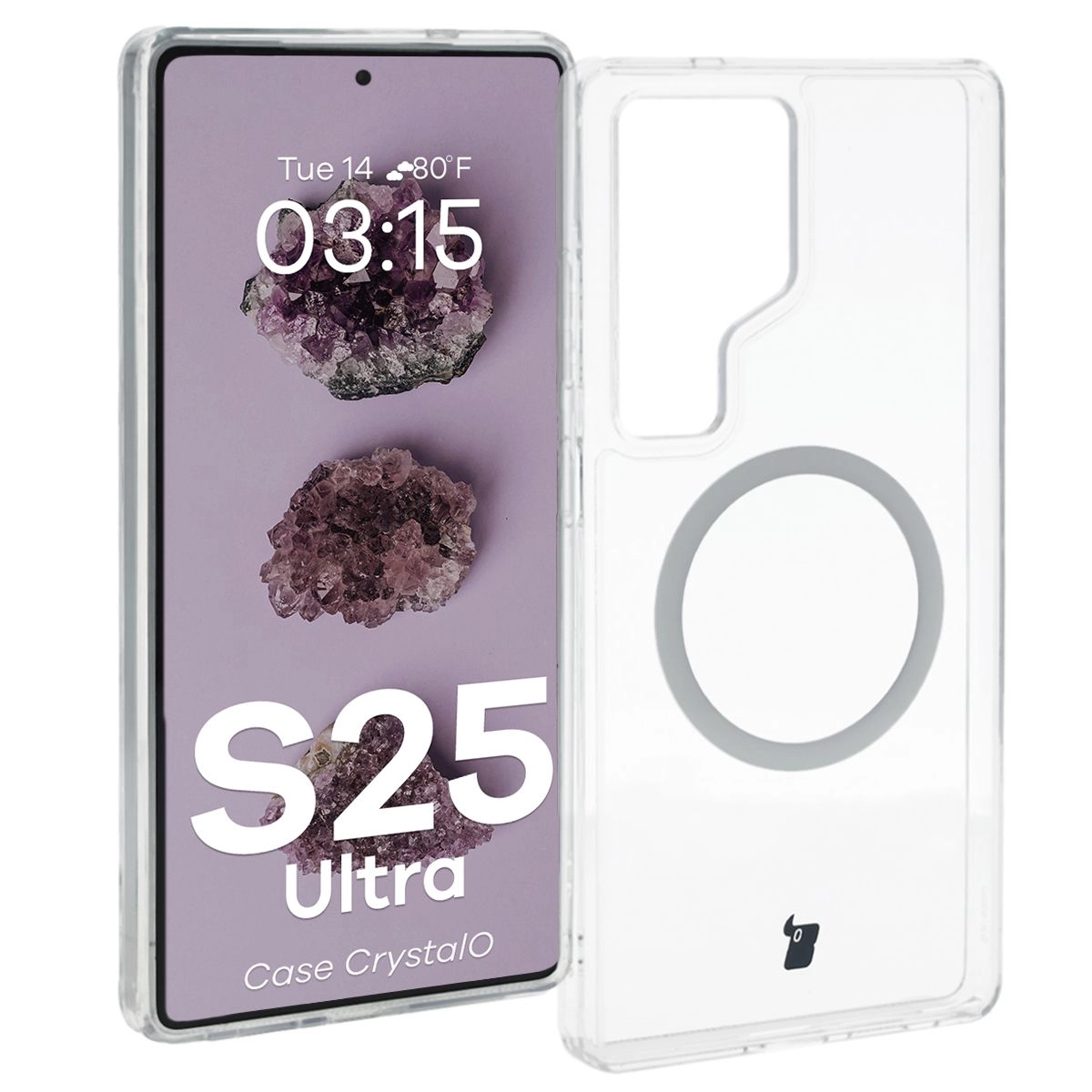 Etui Bizon CrystalO z MagSafe do Galaxy S25 Ultra Przezroczyste