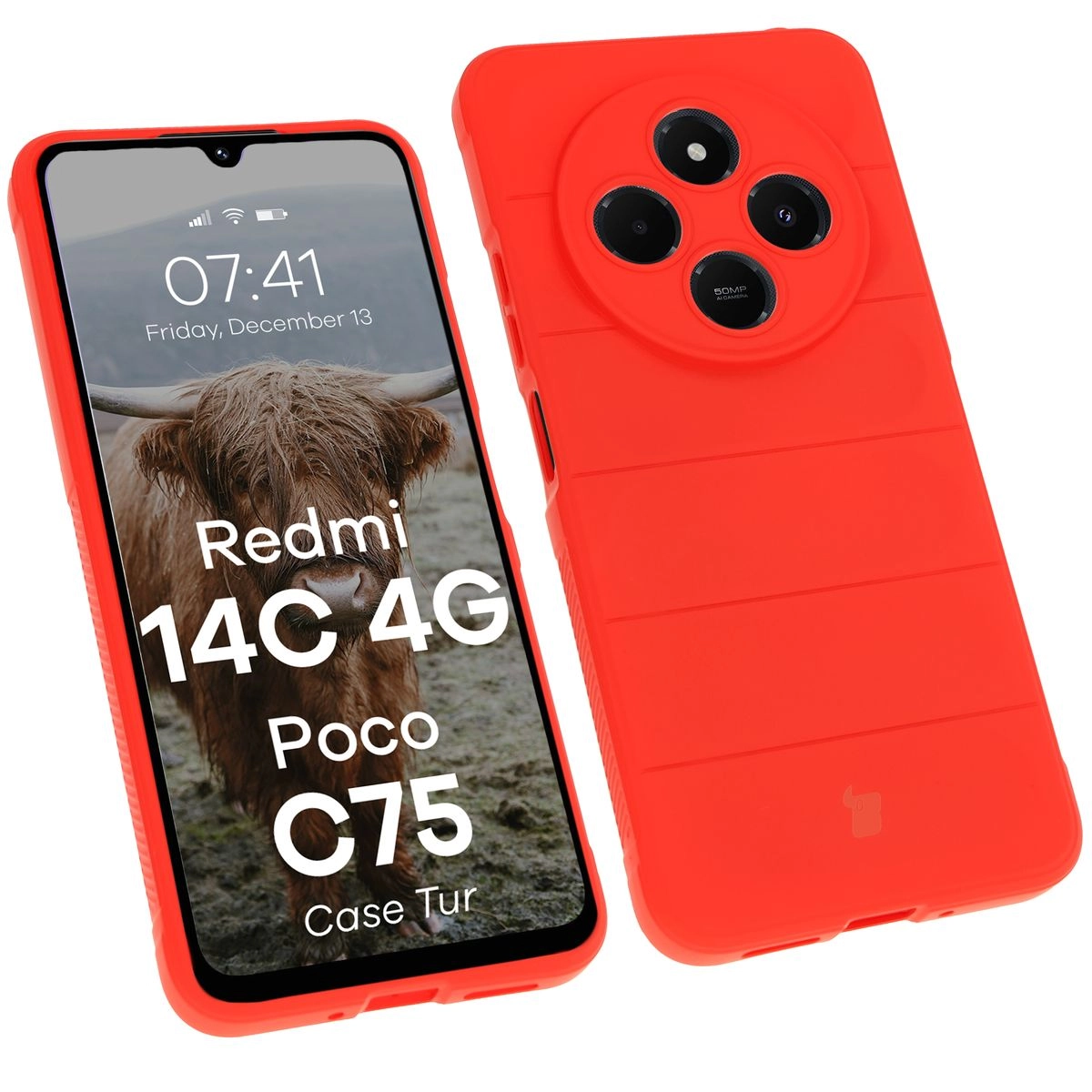 Etui Bizon Tur do Xiaomi Redmi 14C 4G / POCO C75 Czerwony