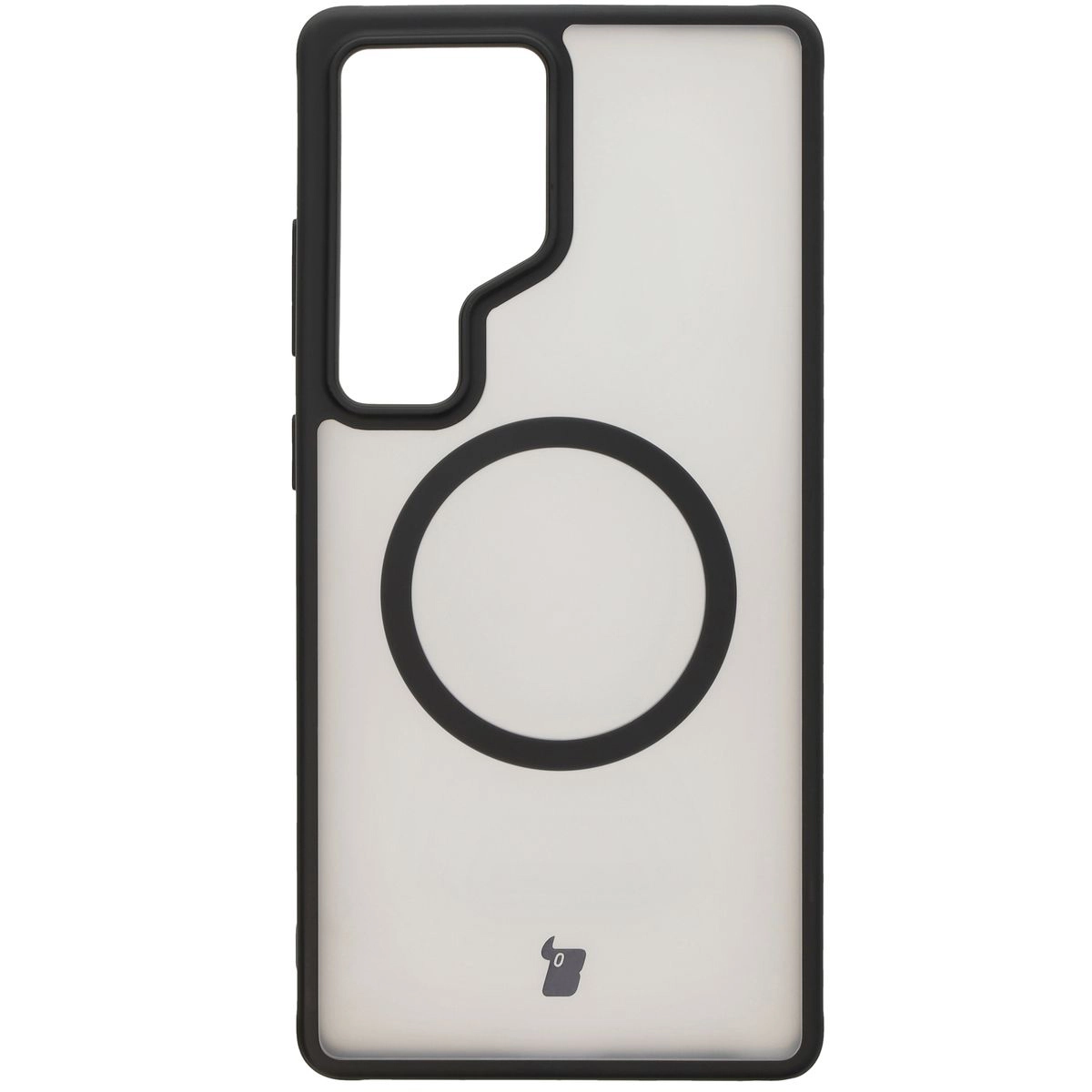 Etui Bizon MatteO z MagSafe do Galaxy S25 Ultra Półprzezroczyste z czarną ramką