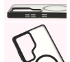 Etui Bizon MatteO z MagSafe do Galaxy S25 Ultra Półprzezroczyste z czarną ramką
