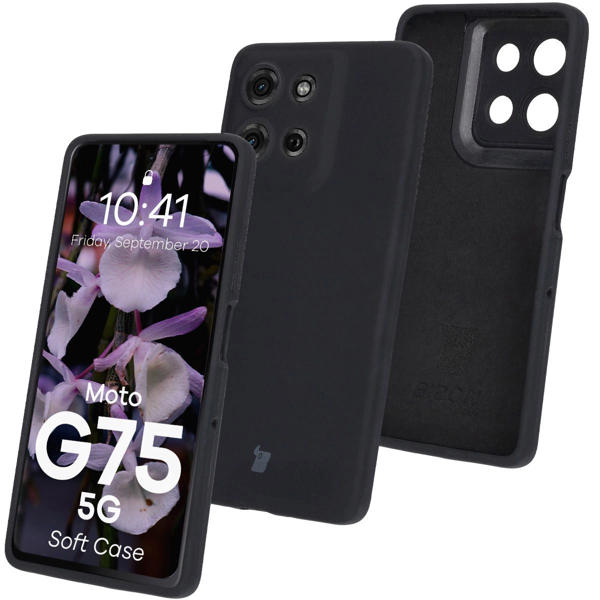 Etui Bizon Silikonowe Soft do Motorola Moto G75 5G Czarny