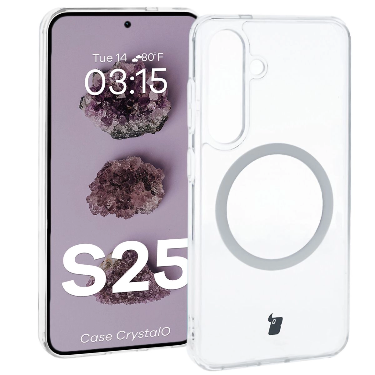 Etui Bizon CrystalO z MagSafe do Galaxy S25 Przezroczyste